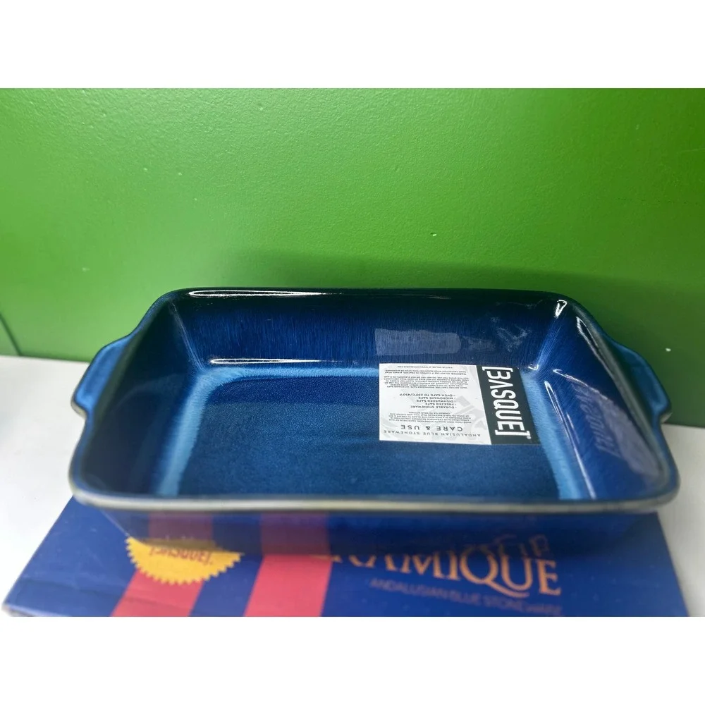 Basque Ceramique Andalusian Blue Stoneware 13 Inch Rectangular Baker AB002
